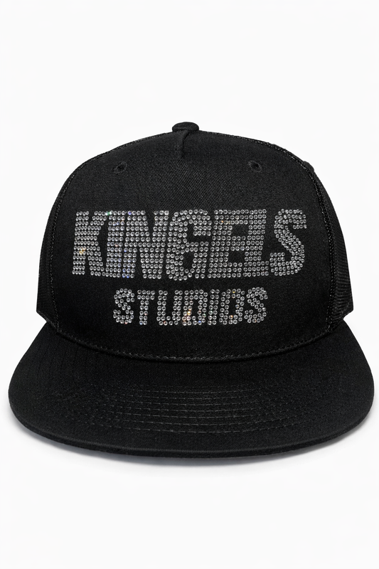 KINGELS Studios Black Rhinestone Trucker Hat